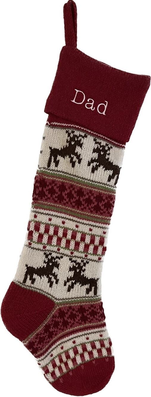 Pottery Barn Kids Classic Fair Isle Knit Holiday CHRISTMAS Reindeer Stocking Dad
